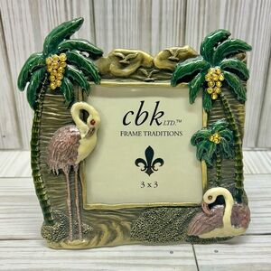 CBK LTD Tabletop Metal Frame Flamingos and Palm Trees 3" x 5" New